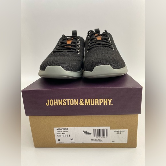 Johnston & Murphy AMHERST Knit U-Throat Shoe, Men's US Size 8M, Black (NWB) - Picture 9 of 11